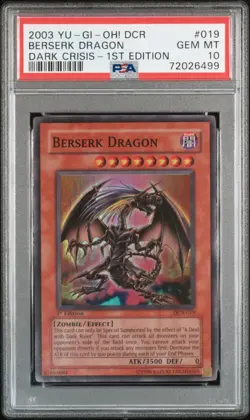 YUGIOH PSA 10 2003 Berserk Dragon DCR-019 Super Rare 1st Edition *6499 - Image 1