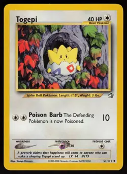Togepi 51/111 Uncommon Neo Genesis Unlimited Pokemon - Image 1