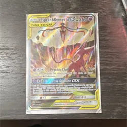 Pokemon Espeon & Deoxys GX TAG TEAM Promo Holo SM240 HP 260 Basic Psychic - Image 1
