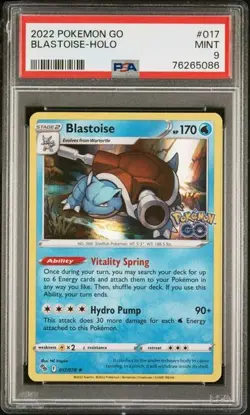 2022 POKEMON GO #017 BLASTOISE-HOLO PSA MINT 9 - Image 1