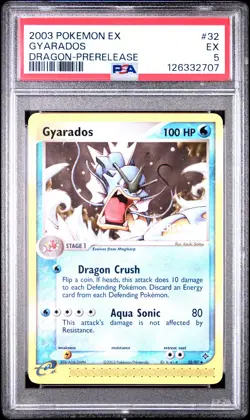 2003 POKEMON EX DRAGON PRERELEASE #32 GYARADOS PSA 5 - Image 1