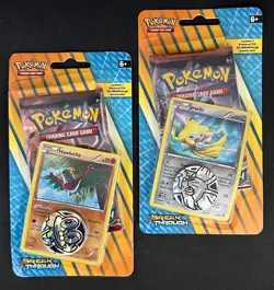 POKEMON XY BREAKTHROUGH BLISTER BOOSTER PACK NEW JIRACHI & HAWLUCHA COSMOS FOIL - Image 1