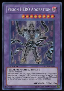 Vision HERO Adoration GENF-EN096 Secret Rare 1st Edition Yu-Gi-Oh - Image 1