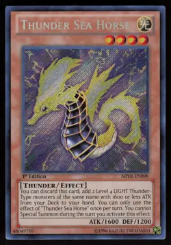 Thunder Sea Horse ABYR-EN098 Secret Rare Abyss Rising 1st Edition Yu-Gi-Oh - Image 1