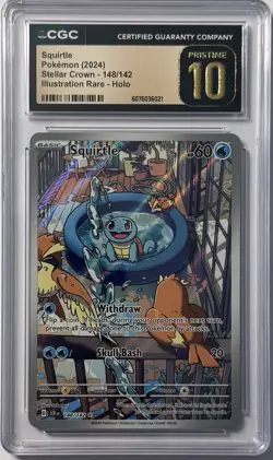 Pokemon Squirtle TCG Illustration Card 148/142 Stellar Crown CGC Pristine 10 - Image 1