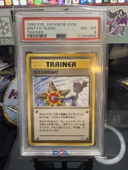 POKEMON Japanese Gym MISTY'S TEARS Trainer PSA 8 NM-MT Condition Banned Artwork - Image 1