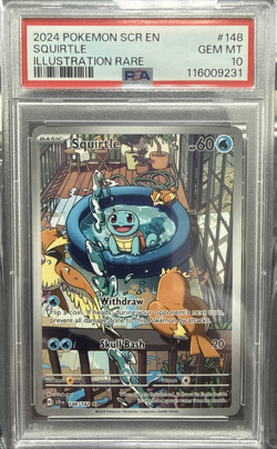 2024 Pokemon Squirtle 148/142 Sv07: Stellar Crown Illustration Rare Holo PSA 10 - Image 1