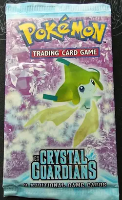 EX Crystal Guardians Jirachi Art EMPTY Pokemon Pack Wrapper OPENED NO CARDS - Image 1