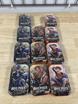 ONE PIECE CARD GAME - TIN PACK ART SET VOL. 2 (TS-02, OP13) Lot Of 11 Tins! - Image 1