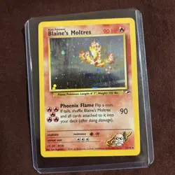 Pokemon TCG Blaine's Moltres Gym Heroes Holo Card Ungraded Rare 1/132 - Image 1