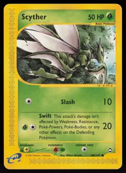 Scyther 106/147 Common Aquapolis Pokemon - Image 1