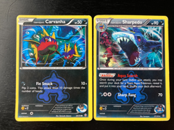 Pokemon Team Aqua's Double Crisis -Holo Sharpedo 21/34 & Carvanha 20/34 EX/G - Image 1