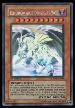 Red Dragon Archfiend/Assault Mode CRMS-EN004 Ghost Rare 1st Edition Yu-Gi-Oh - Image 1