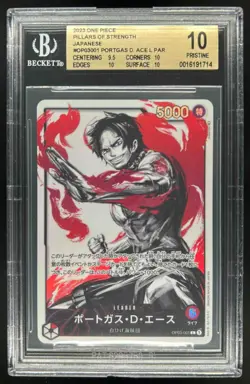 2023 One Piece Pillars Japanese Portgas D. Ace L PAR Alt Art #OP03-001 BGS 10 - Image 1