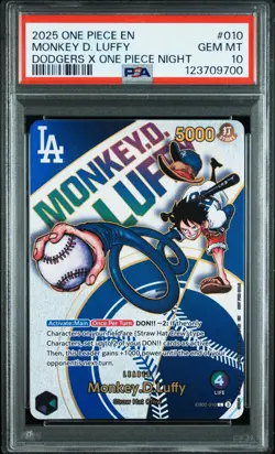 Monkey D. Luffy PSA 10 GEM MT One Piece (2025) Dodgers Promo #EB02-010 - Image 1