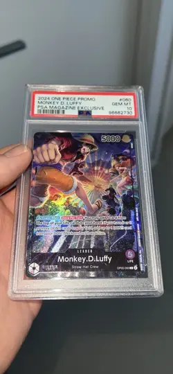 PSA 10 Monkey D Luffy OP05-060 L PSA Magazine Promo English One Piece Card - Image 1