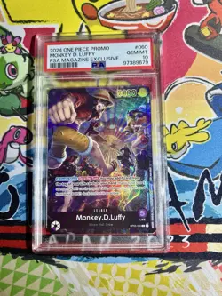 PSA 10 Monkey D Luffy OP05-060 L PSA Magazine Promo English One Piece Card - Image 1
