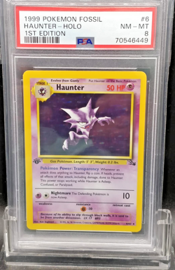 1999 Pokemon Fossil 1st Edition Haunter Holo #6 WOTC _ PSA 8 - Image 1