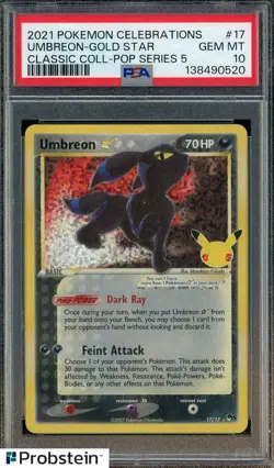 2021 Pokemon Celebrations Classic Pop Series 5 #17 Umbreon Gold Star PSA 10 - Image 1