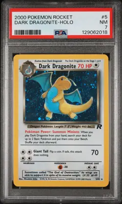 2000 POKEMON ROCKET #5 DARK DRAGONITE-HOLO PSA 7 - Image 1