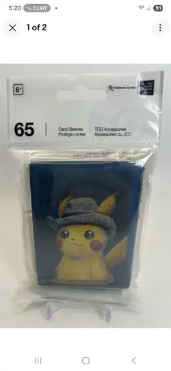 Pokemon Center × Van Gogh Museum: Pikachu With Grey Felt Hat Card Sleeves 65 ct. - Image 1