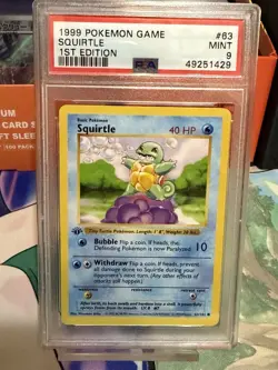 1999 POKEMON BASE SET 1ST EDITION #63 SQUIRTLE PSA 9 - Image 1