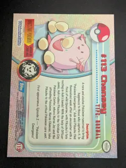 Topps Pokemon Chansey #113 TV Animation Edition Non Holo Blue Logo 2000 NM - Image 2