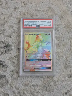Pokemon Mewtwo GX TCG Card 76/73 Shining Legends Rainbow Mint PSA 9 - Image 1