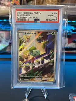 Pokemon TCG Bulbasaur Stellar Crown Illustration Rare Holo Card 143/142 PSA 10 - Image 1