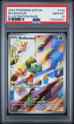 Pokemon TCG Bulbasaur Stellar Crown Illustration Rare Holo Card 143/142 PSA 10 - Image 2