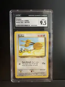 ⭐ CGC 9.5 MINT + ⭐ DODUO 1999 Base Set Common Pokemon Card 48/102 ✨ Vintage ✨ - Image 1