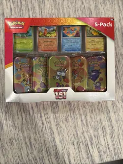 Pokemon Trading Card Game Scarlet & Violet - 151 Mini Tins (5-Pack Bundle) - Image 1
