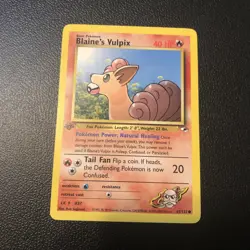 Blaine's Vulpix 065/132 Gym Heroes First Edition Pokemon Card Mint/NM Condition - Image 1