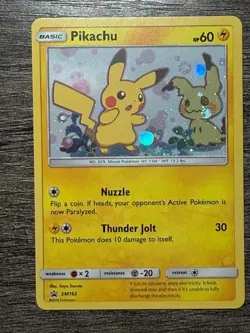 POKEMON CARD HOLO PIKACHU SM162 2019 LP-NM BLACK STAR PROMO - Image 1