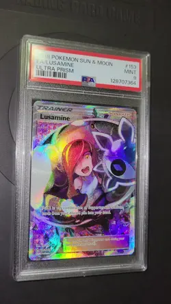 2018 POKEMON SUN & MOON ULTRA PRISM #153 FULL ART/LUSAMINE PSA 9 - Image 2