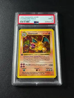 1999 POKEMON PSA 9 CHARIZARD BASE SET 1ST EDITION HOLO #4 SHADOWLESS MINT - Image 1