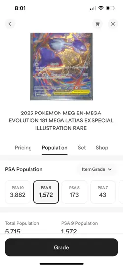 Pokemon TCG Mega Latias EX Sir 181/132 Mega Evolution English PSA 9 Mint - Image 3