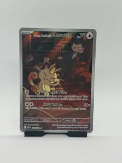 Team Rocket's Meowth 203/182 Destined Rivals Illustration Rare Pokemon TCG - Image 1