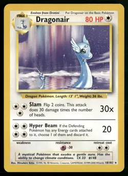 Dragonair Rare Base Set 018/102 MP Pokemon TCG - Image 1