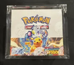 Pokemon TCG Scarlet Violet Surging Sparks Booster Box Sealed with Acrylic Case - Image 1