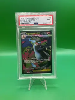 2025 POKEMON PFL EN-PHANTASMAL FLAMES ULTRA RARE #109 MEGA CHARIZARD X EX PSA 9 - Image 1