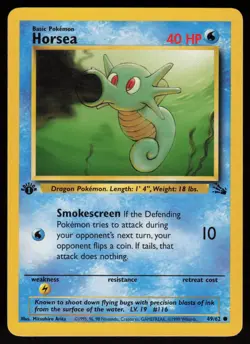 Horsea 49/62 Common Fossil 1st Edition Pokemon - Image 1