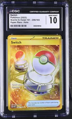 Switch *CGC 10* Hyper Rare *Scarlet & Violet 151* #206 *2023* Pokemon - Image 1