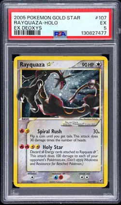 2005 POKEMON EX DEOXYS GOLD STAR #107 RAYQUAZA-HOLO PSA 5 - Image 1