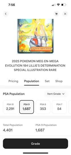 Lillie's Determination SIR #184 PSA 9 Near Mint Pokemon Mega Evolutions - Image 3