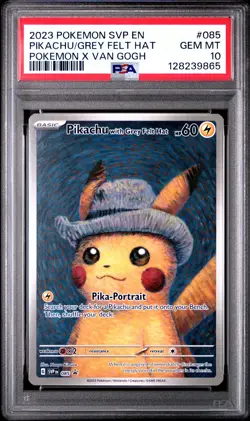 2023 POKEMON SVP EN-SV BLACK STAR PROMO #085 PIKACHU WITH GREY FELT HAT PSA 10 - Image 1