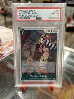 2023 One Piece PSA 10 Monkey.D.Luffy Paramount War Op02-041 Holofoil - Image 1