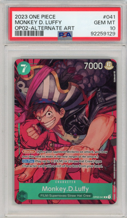2023 One Piece Paramount War #041 Monkey D. Luffy Op02-Alternate Art PSA 10 - Image 1