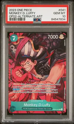 2023 One Piece Paramount War #041 Monkey D. Luffy Op02-Alternate Art PSA 10 - Image 1