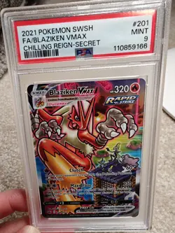 Pokemon 2021 Blaziken VMAX 201/198 Alt Art Secret Rare Chilling Reign PSA 9 - Image 3